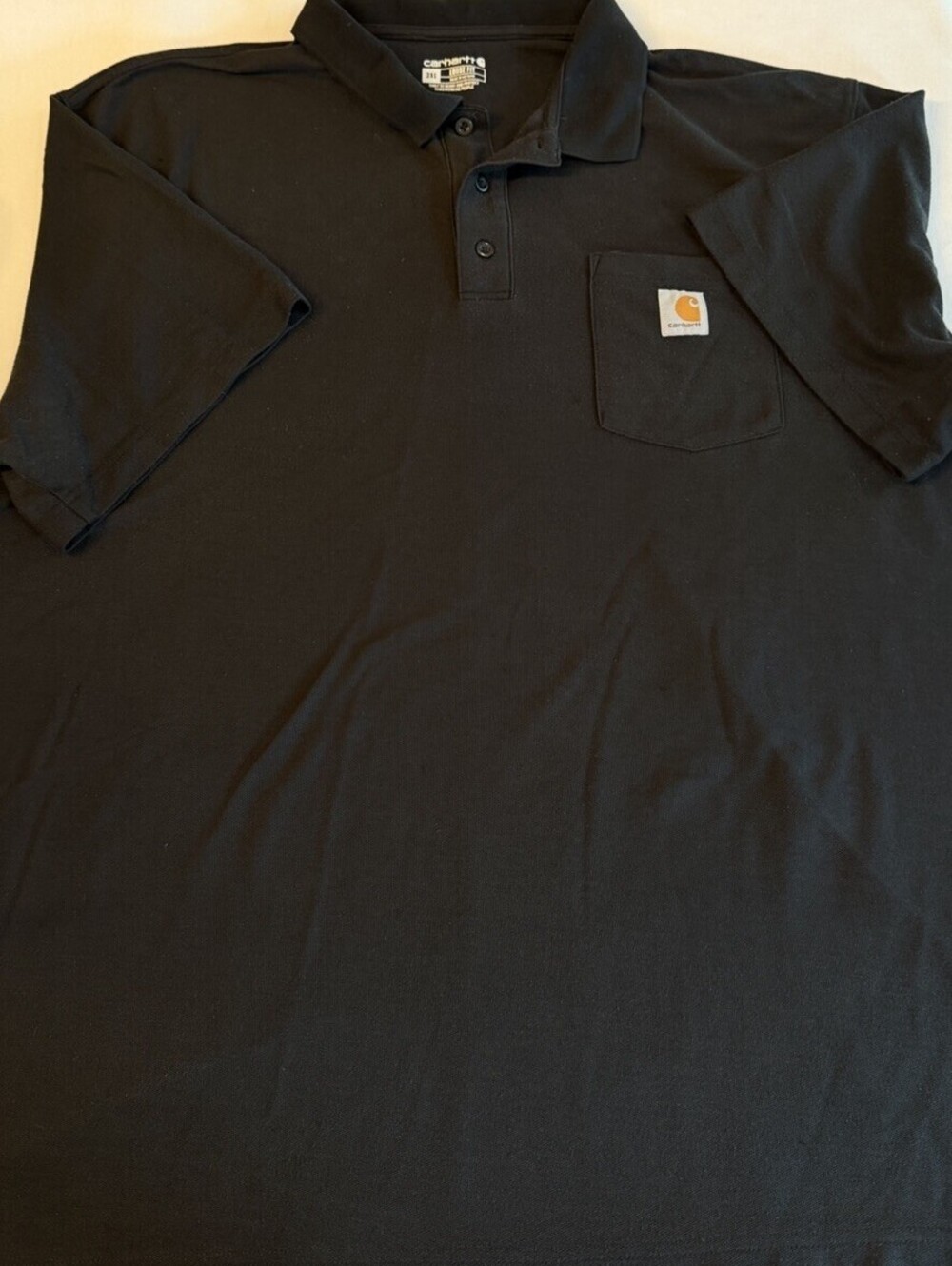 Carhartt K570 Polo Shirt Mens 3XL Black Loose Fit Pocket Workwear Short Sleeve